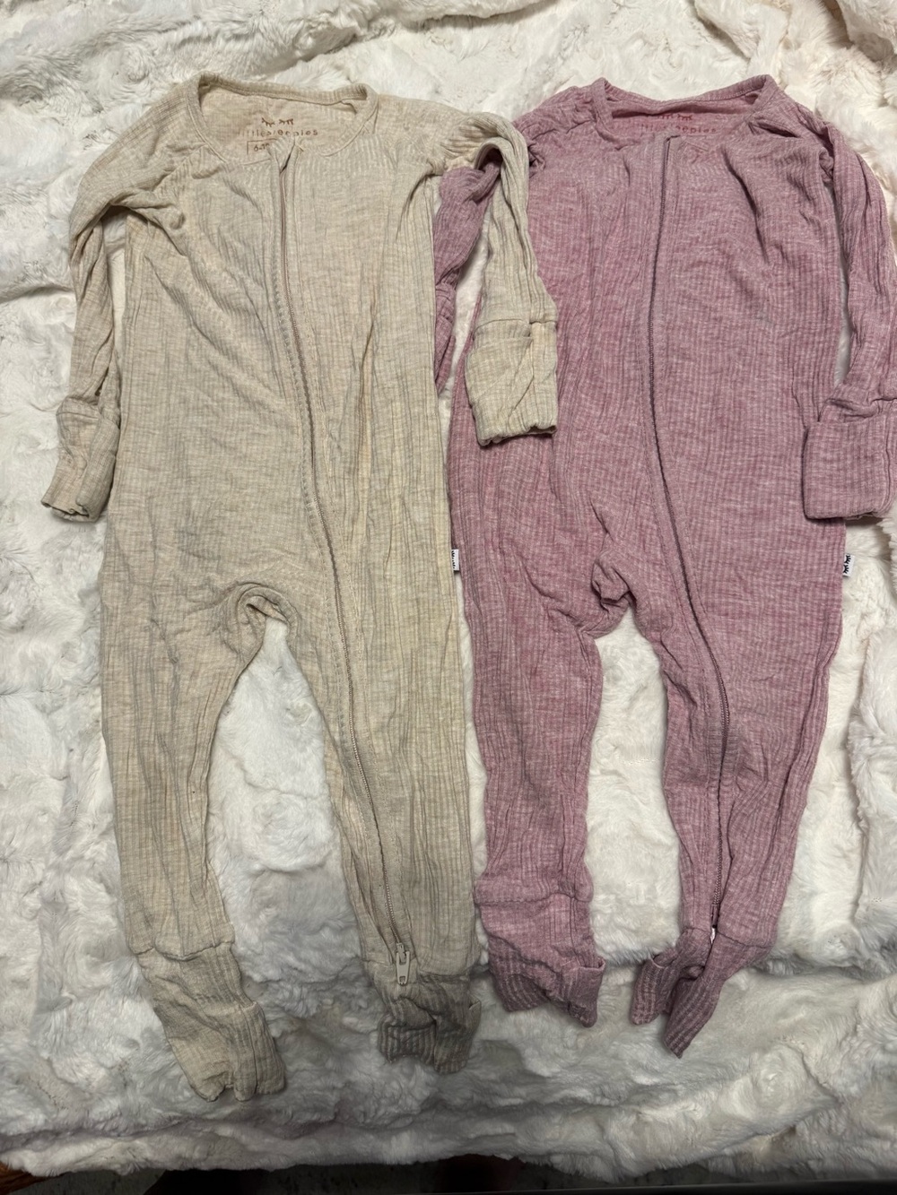 Little Sleepies Ribbed Footed One-Piece - Beige and Mauve